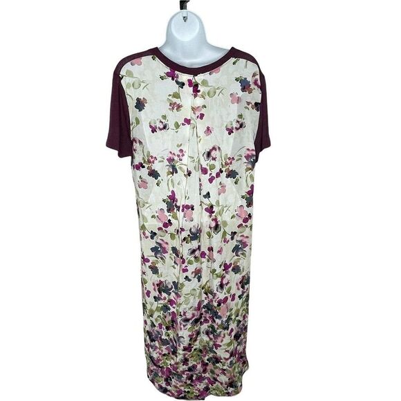 T.LA Anthropologie Tunic Dress Cover Up XS Pullover Hi Low Floral Contrast Slits - Picture 7 of 9